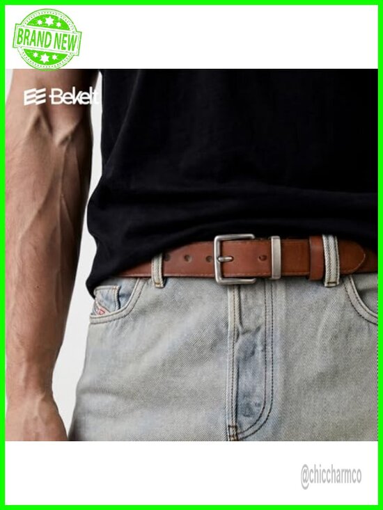 Genuine Leather Belt with Matte Gold/Silver Buckle for Jeans Pants main image 6